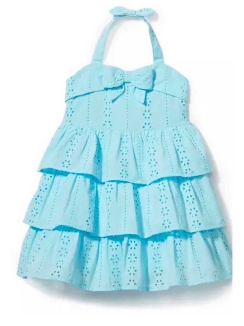 Janie and Jack Aqua Eyelet Halter Dress